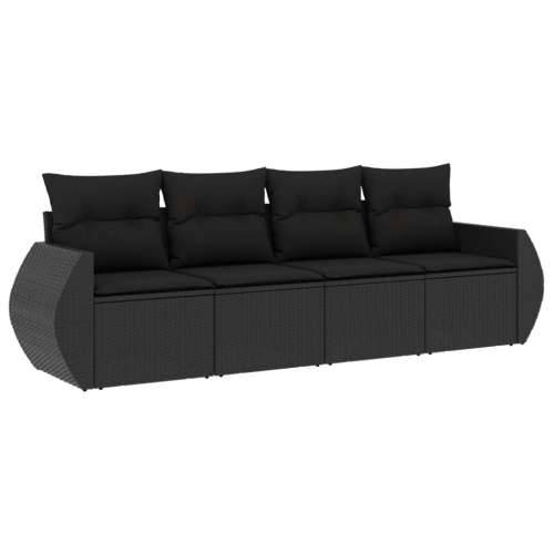 Vrtna garnitura - 4-dijelni set vrtnih sofa od poliratana s jastucima crni - Crna Bez stola 1 Cijena