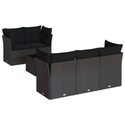 Vrtna garnitura - 6-dijelni set vrtnih sofa s jastucima crni od poliratana - Crna 6 Cijena