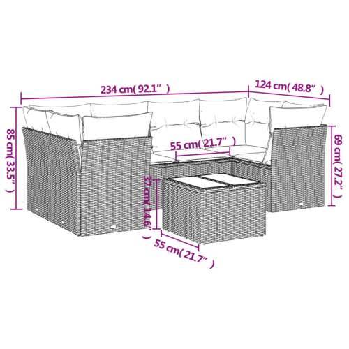 Vrtna garnitura - 7-dijelni set vrtnih sofa od poliratana s jastucima bež - bež i siva 2x middle + table + 4x corner 1 Cijena