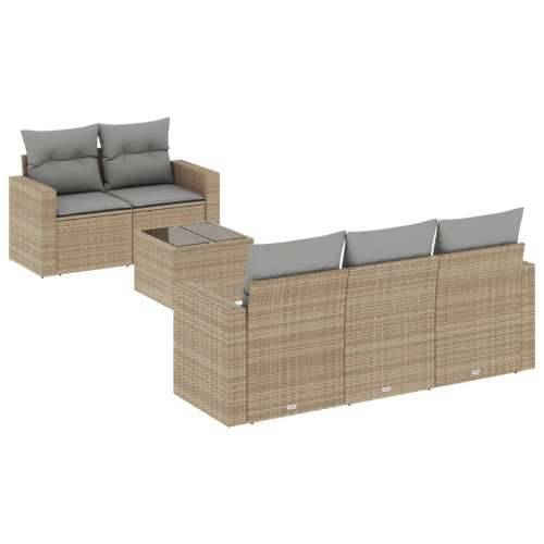 Vrtna garnitura - 6-dijelni set vrtnih sofa s jastucima bež od poliratana - bež i siva 6 Cijena