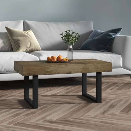 Stolić za kavu tamnosmeđi i crni 90x45x40 cm MDF i željezo - Tamno smeđa 1 Cijena
