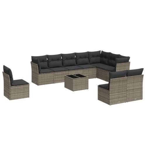 Vrtna garnitura - 11-dijelni set vrtnih sofa od poliratana s jastucima sivi - Siva Sa stolom 1 Cijena