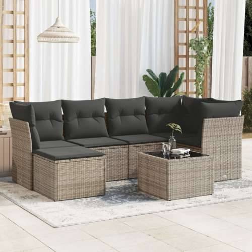 Vrtna garnitura - 7-dijelni set vrtnih sofa sivi od poliratana - Siva Sa stolom 1 Cijena