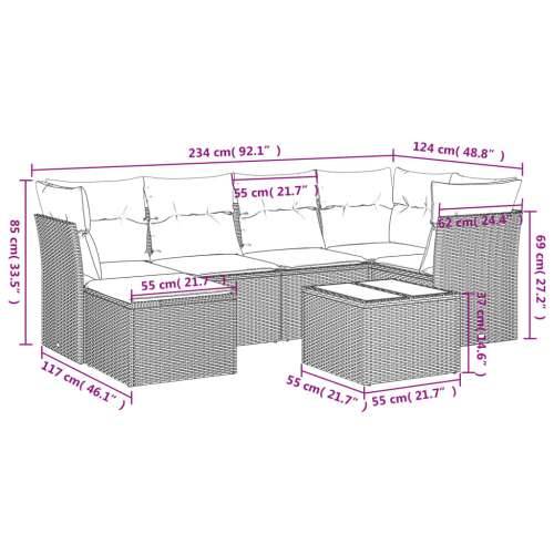 Vrtna garnitura - 7-dijelni set vrtnih sofa sivi od poliratana - Siva Sa stolom 1 Cijena