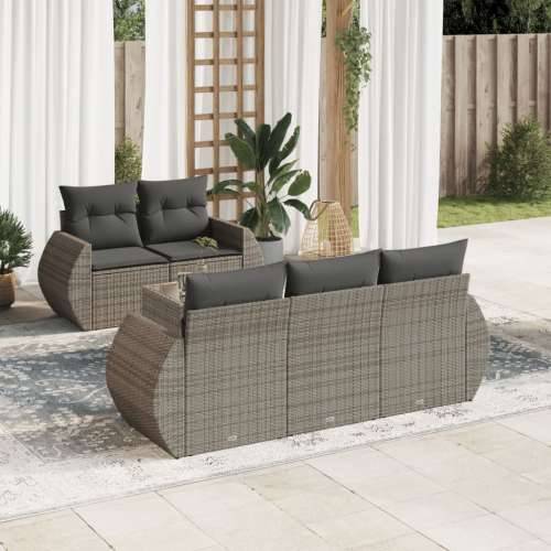 Vrtna garnitura - 6-dijelni set vrtnih sofa od poliratana s jastucima sivi - Siva 6 Cijena