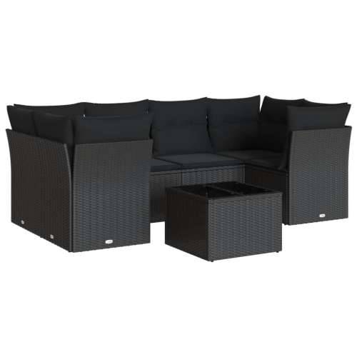 Vrtna garnitura - 7-dijelni set vrtnih sofa od poliratana s jastucima crni - Crna 2x middle + table + 4x corner 1 Cijena