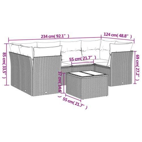 Vrtna garnitura - 7-dijelni set vrtnih sofa od poliratana s jastucima crni - Crna 2x middle + table + 4x corner 1 Cijena