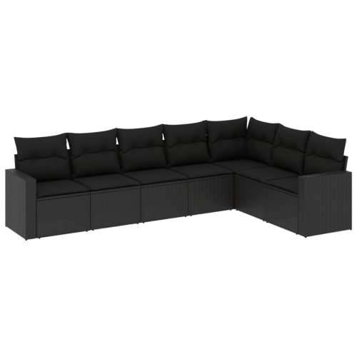 Vrtna garnitura - 7-dijelni set vrtnih sofa od poliratana s jastucima crni - Crna 1 Bez stola Cijena