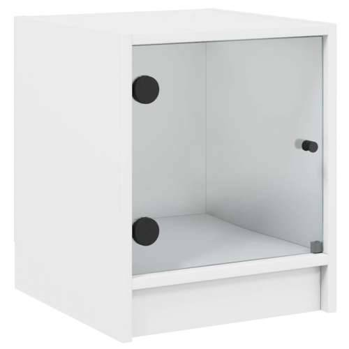 Noćni ormarići sa staklenim vratima 2 kom bijeli 35x37x42 cm - Bijela 2 Cijena