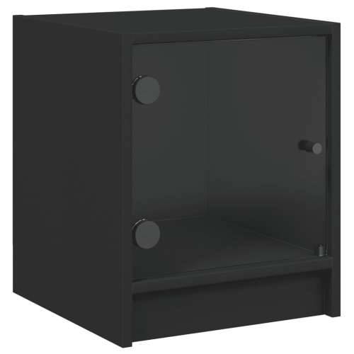 Noćni ormarići sa staklenim vratima 2 kom crni 35 x 37 x 42 cm Crna 2 Cijena