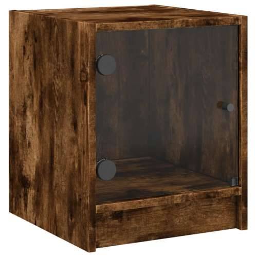 Noćni ormarići staklena vrata 2 kom boja hrasta 35 x 37 x 42 cm Dimljeni hrast 2 Cijena