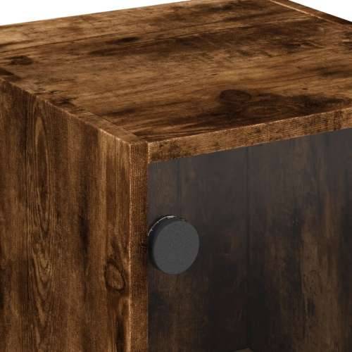 Noćni ormarići staklena vrata 2 kom boja hrasta 35 x 37 x 42 cm Dimljeni hrast 2 Cijena