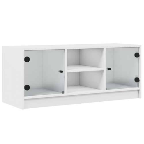 TV ormarić sa staklenim vratima bijeli 102x37x42 cm - Bijela 1 Cijena