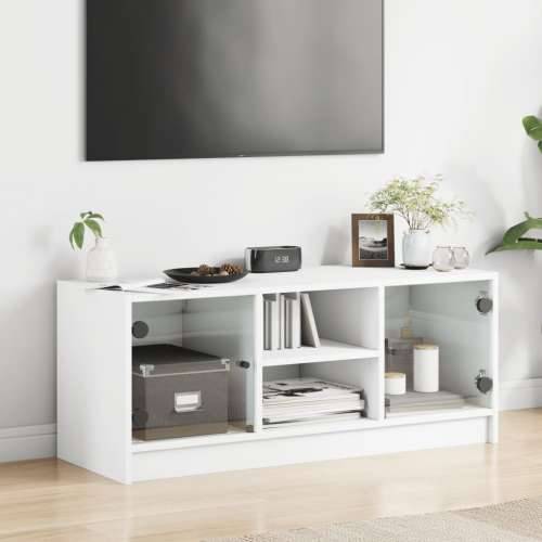TV ormarić sa staklenim vratima bijeli 102x37x42 cm - Bijela 1 Cijena