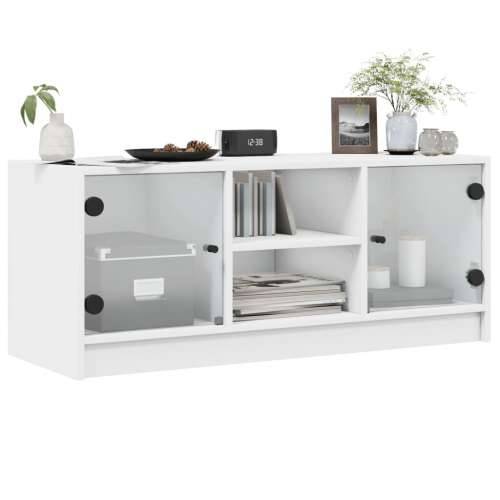 TV ormarić sa staklenim vratima bijeli 102x37x42 cm - Bijela 1 Cijena