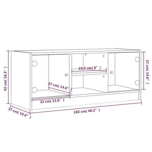TV ormarić sa staklenim vratima bijeli 102x37x42 cm - Bijela 1 Cijena