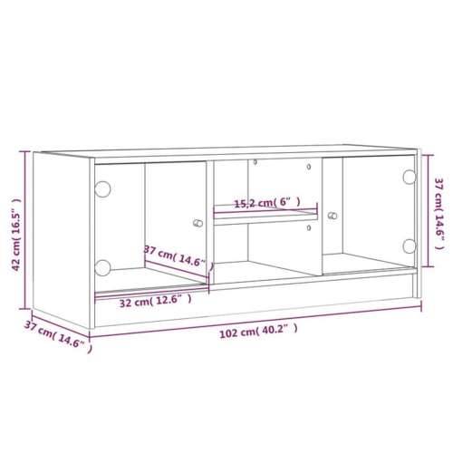 TV ormarić sa staklenim vratima boja hrasta sonome 102x37x42 cm - sonoma hrast 1 Cijena