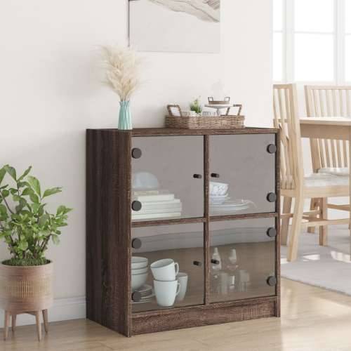 Bočni ormarić sa staklenim vratima boja hrasta 68x37x75,5 cm - Smeđi hrast 1 Cijena