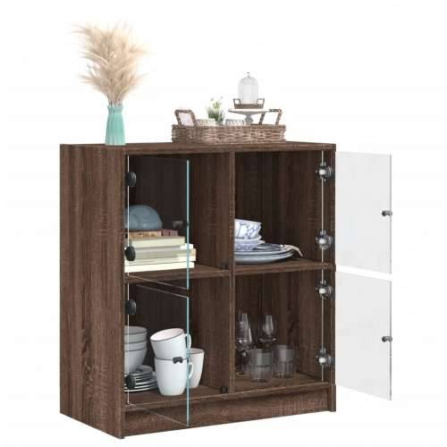 Bočni ormarić sa staklenim vratima boja hrasta 68x37x75,5 cm - Smeđi hrast 1 Cijena