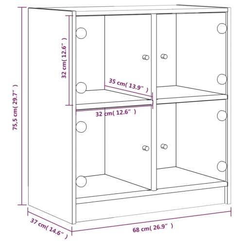 Bočni ormarić sa staklenim vratima boja hrasta 68x37x75,5 cm - Smeđi hrast 1 Cijena