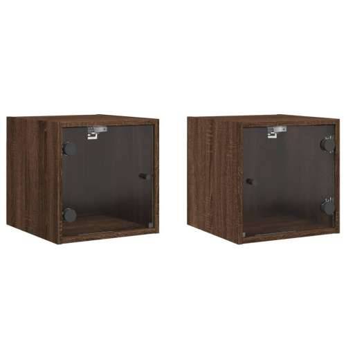 Noćni ormarići staklena vrata 2 kom boja hrasta 35x37x35 cm Smeđi hrast 2 Cijena