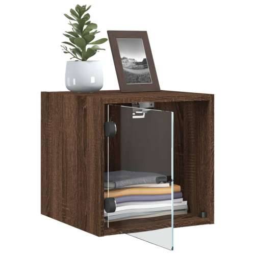 Noćni ormarići staklena vrata 2 kom boja hrasta 35x37x35 cm Smeđi hrast 2 Cijena
