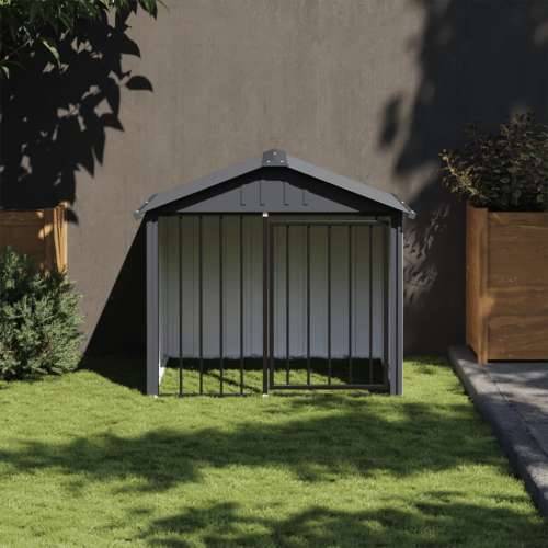 Kućica za pse s krovom crna 117 x 103 x 102 cm pocinčani čelik Cijena