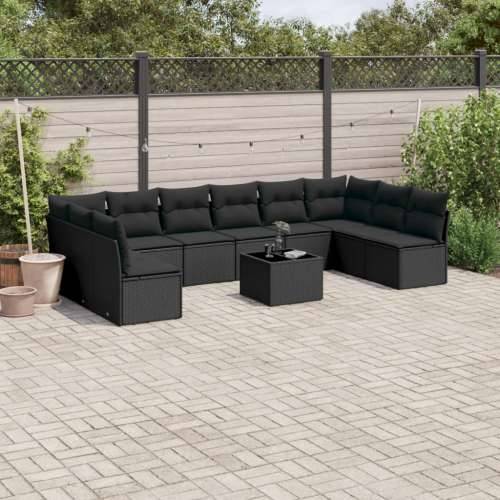 Vrtna garnitura - 11-dijelni set vrtnih sofa od poliratana s jastucima crni - Crna Sa stolom 1 Cijena