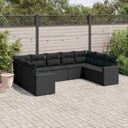 Vrtna garnitura - 9-dijelni set vrtnih sofa s jastucima crni od poliratana - Crna 1 Bez stola Cijena
