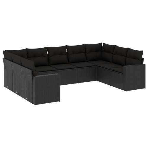 Vrtna garnitura - 9-dijelni set vrtnih sofa s jastucima crni od poliratana - Crna 1 Bez stola Cijena