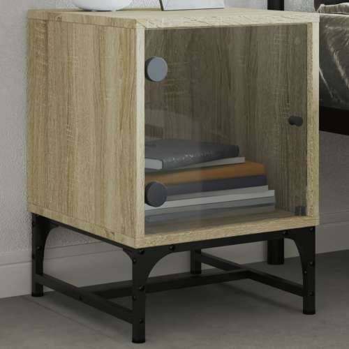 Noćni ormarići staklena vrata 2 kom boja hrasta 35 x 37 x 50 cm - sonoma hrast 2 Cijena