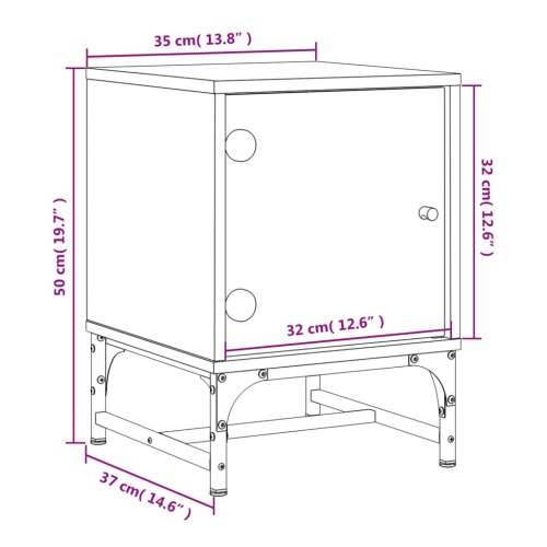 Noćni ormarić sa staklenim vratima boja hrasta 35 x 37 x 50 cm - Sivi hrast sonoma 1 Cijena