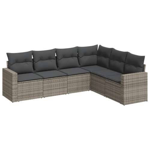 Vrtna garnitura - 6-dijelni set vrtnih sofa od poliratana s jastucima sivi - Siva Bez stola 1 Cijena