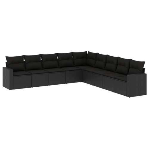 Vrtna garnitura - 9-dijelni set vrtnih sofa s jastucima crni od poliratana - Crna Bez stola 1 Cijena