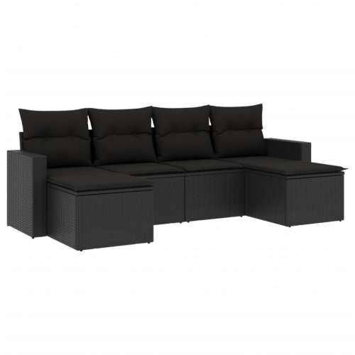 Vrtna garnitura - 6-dijelni set vrtnih sofa s jastucima crni od poliratana - Crna 1 Bez stola Cijena