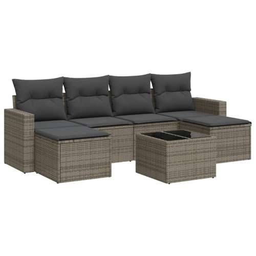 Vrtna garnitura - 7-dijelni set vrtnih sofa sivi od poliratana - Siva 1 Sa stolom Cijena