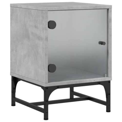 Noćni ormarići staklena vrata 2 kom boja betona 35x37x50 cm - Beton siva 2 Cijena