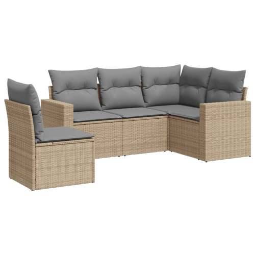5-dijelni vrtni set sofa s jastucima bež od poliratana - bež i siva Bez stola 1 Cijena