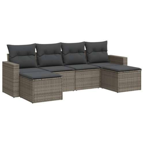 Vrtna garnitura - 6-dijelni set vrtnih sofa od poliratana s jastucima sivi - Siva 1 Bez stola Cijena
