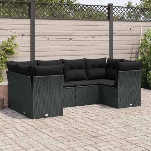 Vrtna garnitura - 6-dijelni set vrtnih sofa s jastucima crni od poliratana - Crna 6 Cijena