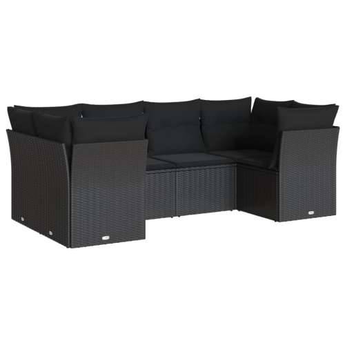 Vrtna garnitura - 6-dijelni set vrtnih sofa s jastucima crni od poliratana - Crna 6 Cijena