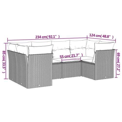 Vrtna garnitura - 6-dijelni set vrtnih sofa s jastucima crni od poliratana - Crna 6 Cijena
