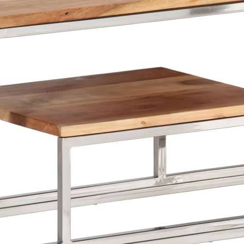 Konzolni stol srebrni od nehrđajućeg čelika i bagremovog drva Cijena