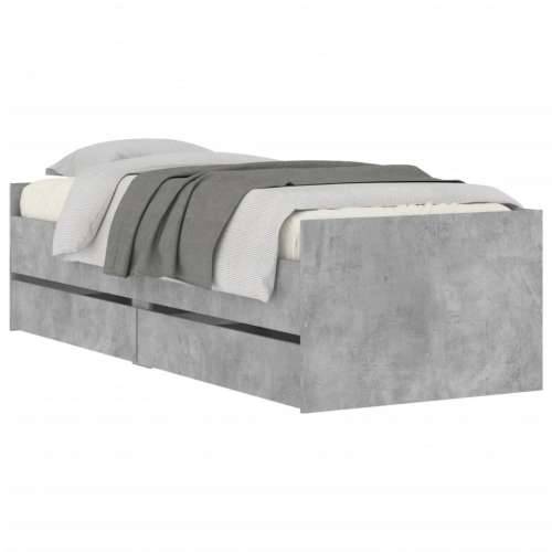Okvir kreveta s ladicama boja betona 75 x 190 cm za jednu osobu - Beton siva 75 x 190 cm Cijena