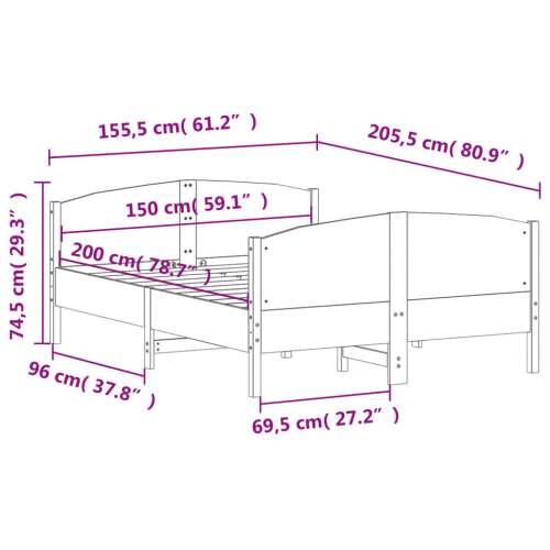 Okvir kreveta bez madraca bijeli 150x200 cm od masivne borovine - Bijela 150 x 200 cm Cijena