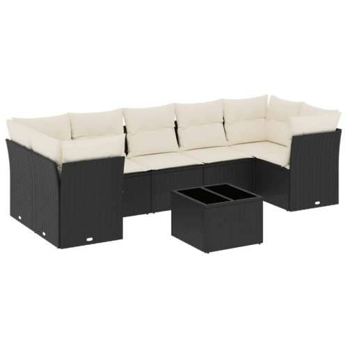 Vrtna garnitura - 8-dijelni set vrtnih sofa od poliratana s jastucima crni - Crna i krem 3x srednja + stol + 4x kutna 1 Cijena