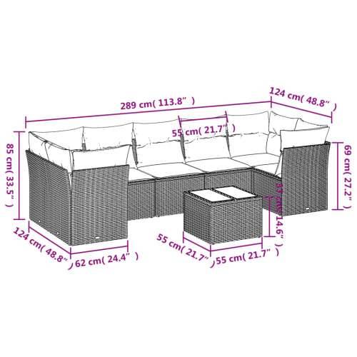 Vrtna garnitura - 8-dijelni set vrtnih sofa od poliratana s jastucima crni - Crna i krem 3x srednja + stol + 4x kutna 1 Cijena