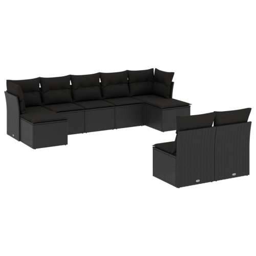 Vrtna garnitura - 9-dijelni set vrtnih sofa s jastucima crni od poliratana Cijena