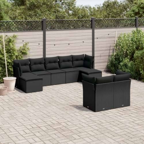 Vrtna garnitura - 9-dijelni set vrtnih sofa s jastucima crni od poliratana - Crna Bez stola 1 Cijena