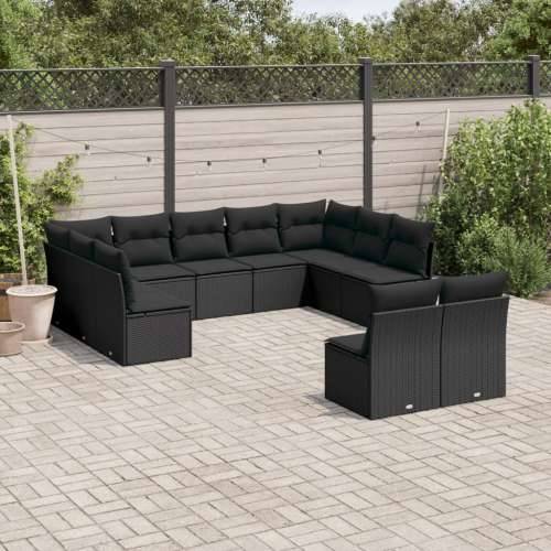 Vrtna garnitura - 11-dijelni set vrtnih sofa od poliratana s jastucima crni - Crna Bez stola 1 Cijena